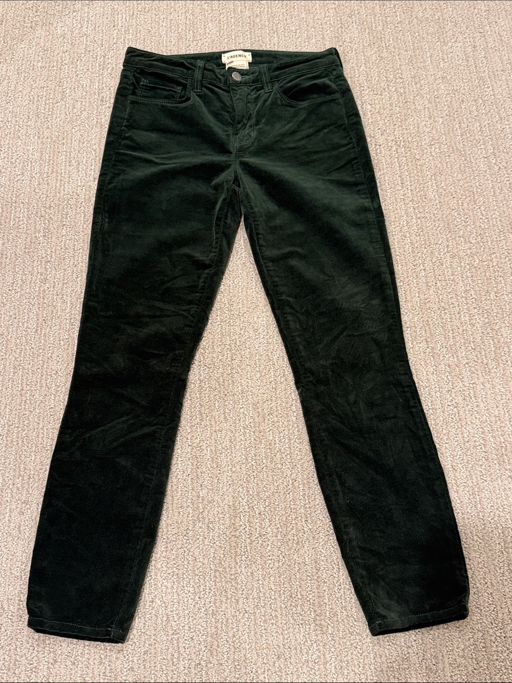 L'AGENCE Women's Dark Green Skinny Corduroy  Velvet Jeans size 26